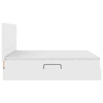 Aufbewahrungsbett mit Matratze Reinweiß 180 x 200 cm Kunstleder