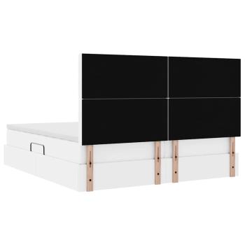 Aufbewahrungsbett mit Matratze Reinweiß 180 x 200 cm Kunstleder