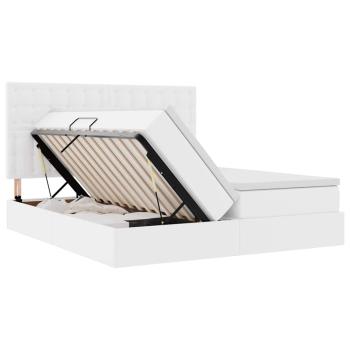 Aufbewahrungsbett mit Matratze Reinweiß 180 x 200 cm Kunstleder