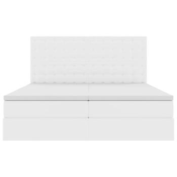Aufbewahrungsbett mit Matratze Reinweiß 180 x 200 cm Kunstleder