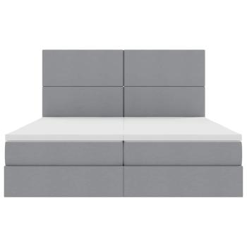 Aufbewahrungsbett mit Matratze Hellgrau 180 x 200 cm Kunstleder