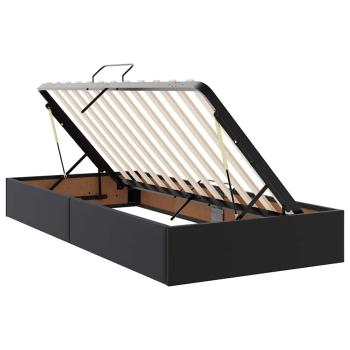 Bett mit Stauraum und LED Schwarz 90 x 190 cm Kunstleder