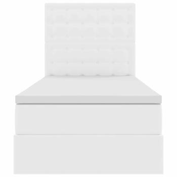 Bett mit Stauraum und LED Reinweiß 90 x 190 cm Kunstleder