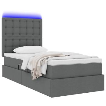 Bett mit Stauraum und LED Dunkelgrau 90 x 200 cm Polyester