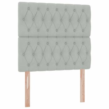 Bett mit Stauraum und LED mit LED Hellgrau 90 x 200 cm Samt