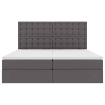 Bett mit Stauraum und LED Grau 180 x 200 cm Kunstleder