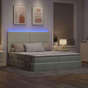 Bett mit LED-Lichtleisten Hellgrau 180 x 200 cm Samt