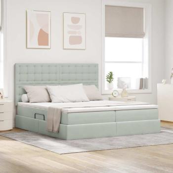 ARDEBO.de - Bett mit LED-Lichtleisten Hellgrau 180 x 200 cm Samt