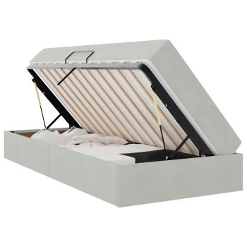 Aufbewahrungsbett mit Matratze Hellgrau 90 x 200 cm Samt