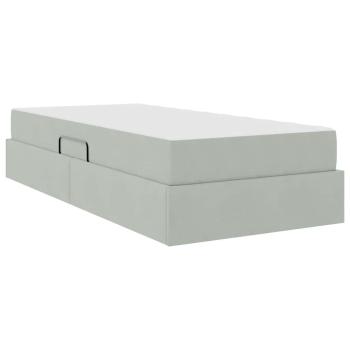 Aufbewahrungsbett mit Matratze Hellgrau 90 x 200 cm Samt