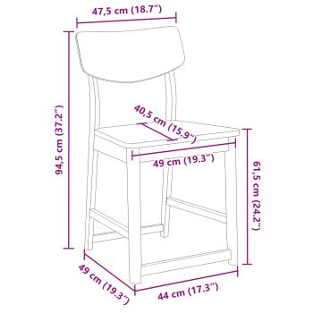 Esszimmerstühle 2 pcs Weiß 48 x 49 x 95 cm Massives Gummiholz