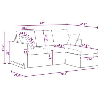 Sofa Dunkelgrau 198 x 134 x 80 cm Samt