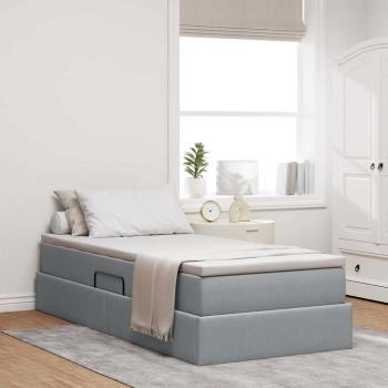 ARDEBO.de - Aufbewahrungsbett mit Matratze Hellgrau 90 x 190 cm Polyester