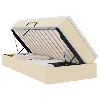 Aufbewahrungsbett mit Matratze Creme 90 x 190 cm Polyester