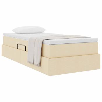Aufbewahrungsbett mit Matratze Creme 90 x 190 cm Polyester