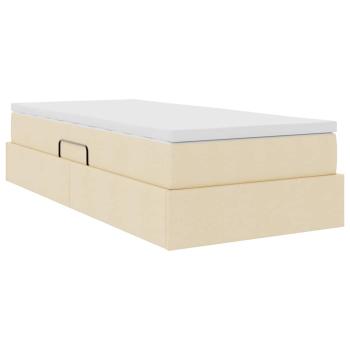 Aufbewahrungsbett mit Matratze Creme 90 x 190 cm Polyester
