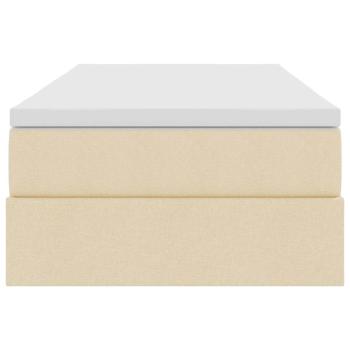 Aufbewahrungsbett mit Matratze Creme 90 x 190 cm Polyester
