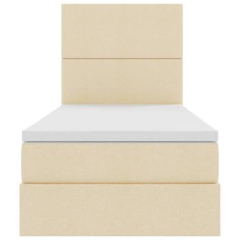 Aufbewahrungsbett mit Matratze Creme 90 x 190 cm Polyester