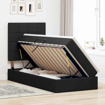 Aufbewahrungsbett mit Matratze Schwarz 90 x 190 cm Stoff