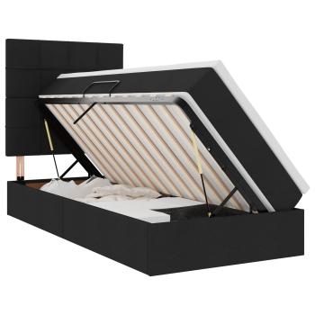 ARDEBO.de - Bett mit Stauraum und LED mit LED Schwarz 90 x 190 cm Polyester
