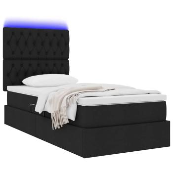 Bett mit Stauraum und LED mit LED Schwarz 90 x 190 cm Polyester