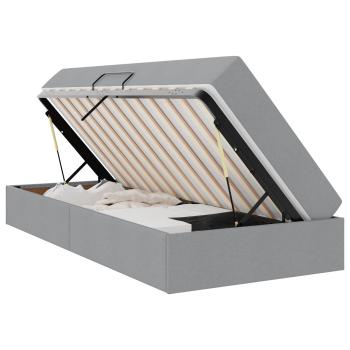 Aufbewahrungsbett mit Matratze Hellgrau 90 x 190 cm Polyester