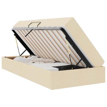 Aufbewahrungsbett mit Matratze Creme 90 x 190 cm Polyester