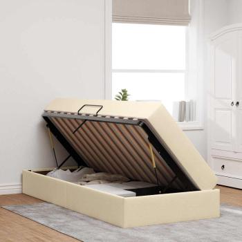 Aufbewahrungsbett mit Matratze Creme 90 x 190 cm Polyester