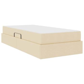 Aufbewahrungsbett mit Matratze Creme 90 x 190 cm Polyester
