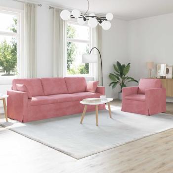ARDEBO.de - Sofa 2 pcs Rosa 228 x 78 x 80 cm Samt