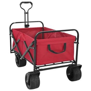 ARDEBO.de - Klapp-Handwagen Rot 89 x 63 x 96 cm Stahl und Oxford-Stoff