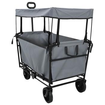 ARDEBO.de - Klapp-Handwagen Grau 105 x 56,5 x 116 cm Oxford-Stoff