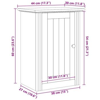 Badezimmer-Wandschrank mit Tür BODO Honigbraun 44 x 30 x 60 cm