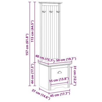Flurschrank BODO Honigbraun 50 x 40 x 156,7 cm Holzwerkstoff