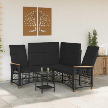 Garten Liegesofa Set Schwarz 164 x 164 x 112 cm Poly-Rattan