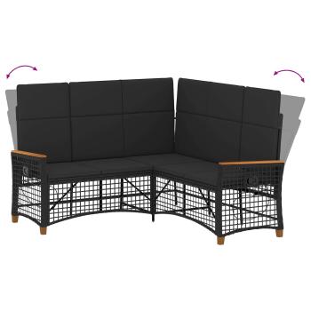 Garten Liegesofa Set Schwarz 164 x 164 x 112 cm Poly-Rattan