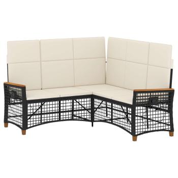 Garten Liegesofa Set Schwarz und Cremeweiß 164 x 164 x 112 cm