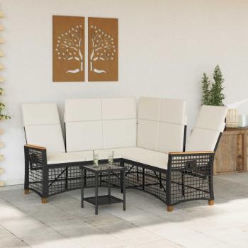 Garten Liegesofa Set Schwarz und Cremeweiß 164 x 164 x 112 cm
