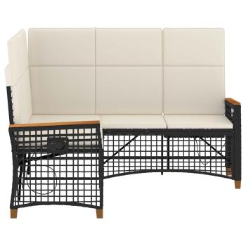 Garten Liegesofa Set Schwarz und Cremeweiß 164 x 164 x 112 cm