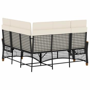 Garten Liegesofa Set Schwarz und Cremeweiß 164 x 164 x 112 cm
