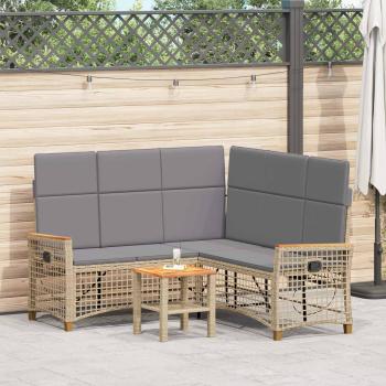ARDEBO.de - Garten Liegesofa Set Beige und Hellgrau 164 x 164 x 112 cm