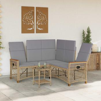 Garten Liegesofa Set Beige und Hellgrau 164 x 164 x 112 cm