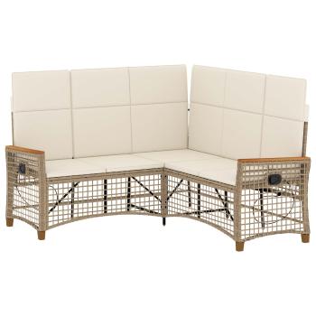 Garten Liegesofa Set Beige und Cremeweiß 164 x 164 x 112 cm
