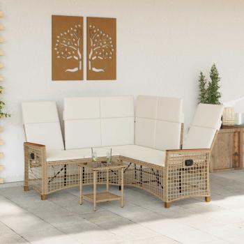 Garten Liegesofa Set Beige und Cremeweiß 164 x 164 x 112 cm