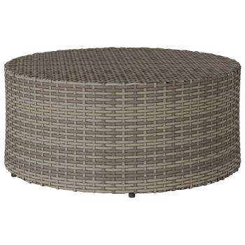 Couchtisch für draußen Grau Ø 68 x 30 cm Poly-Rattan