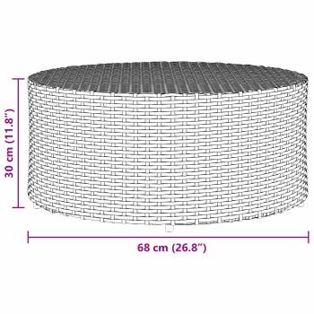 Couchtisch für draußen Grau Ø 68 x 30 cm Poly-Rattan