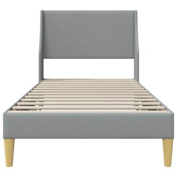 Bettrahmen mit Kopfteil Hellgrau 90 x 200 cm Stoff