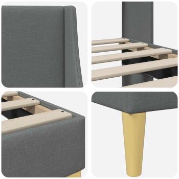 Bettrahmen mit Kopfteil Dunkelgrau 90 x 200 cm Stoff