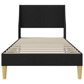 Bettrahmen mit Kopfteil Schwarz 90 x 200 cm Stoff