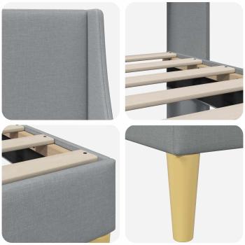 Bettrahmen mit Kopfteil Hellgrau 100 x 200 cm Stoff